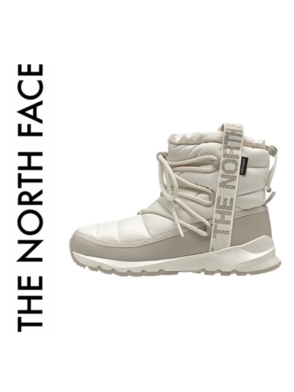 The North Face ThermoBall Lace Up Waterproof Winter Snow Boots White Gray Size 6